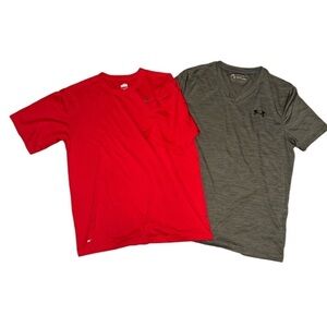 Nike FitDry Crew Neck T-shirt and Under Armour V-neck T-shirt Men’s Size Small